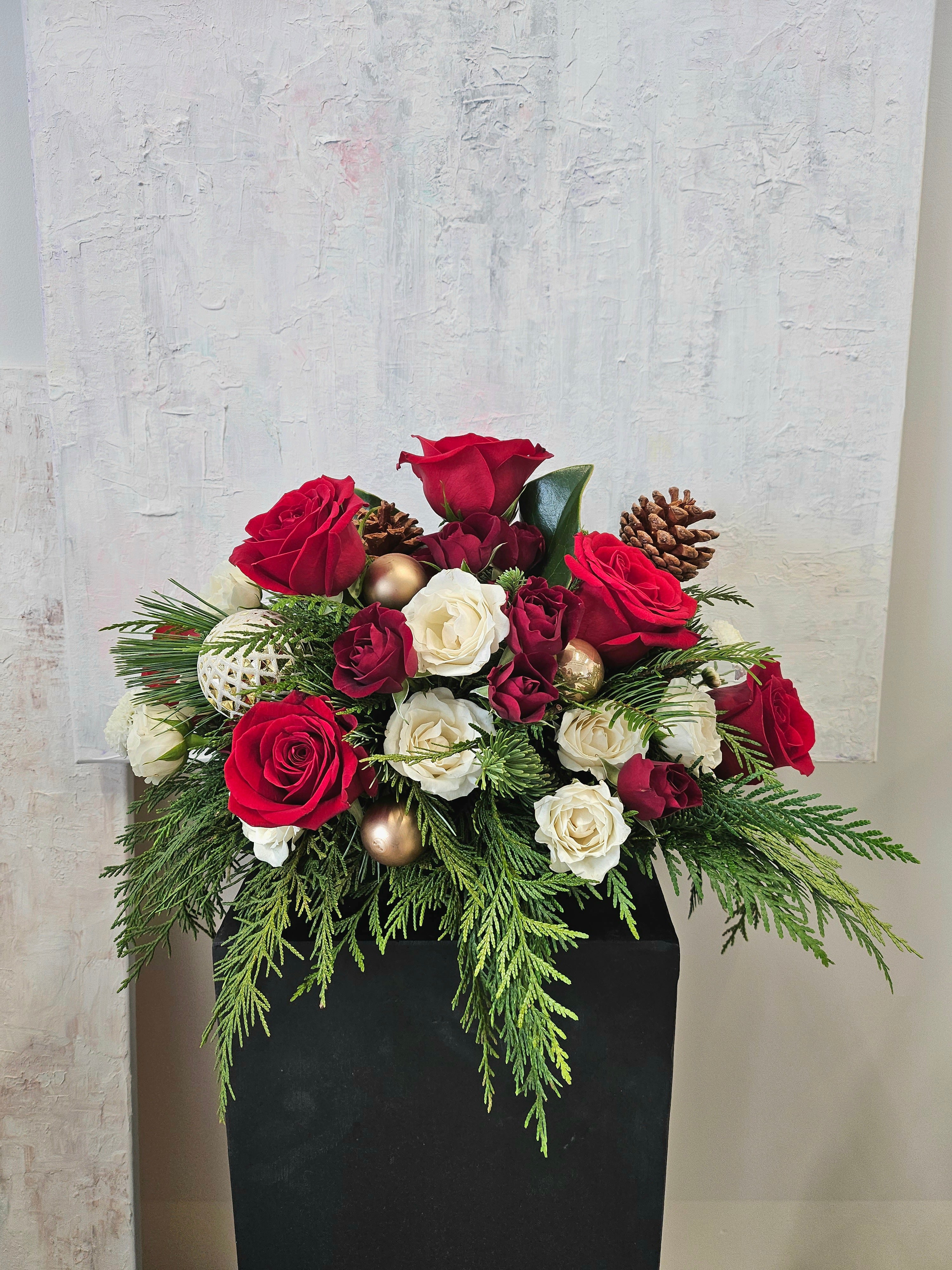 Red and White Christmas Centerpiece